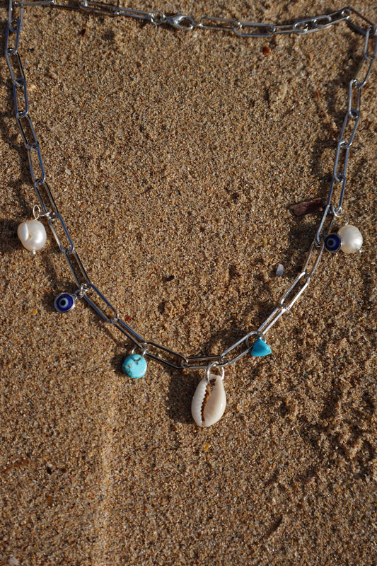 Silver charmed necklace