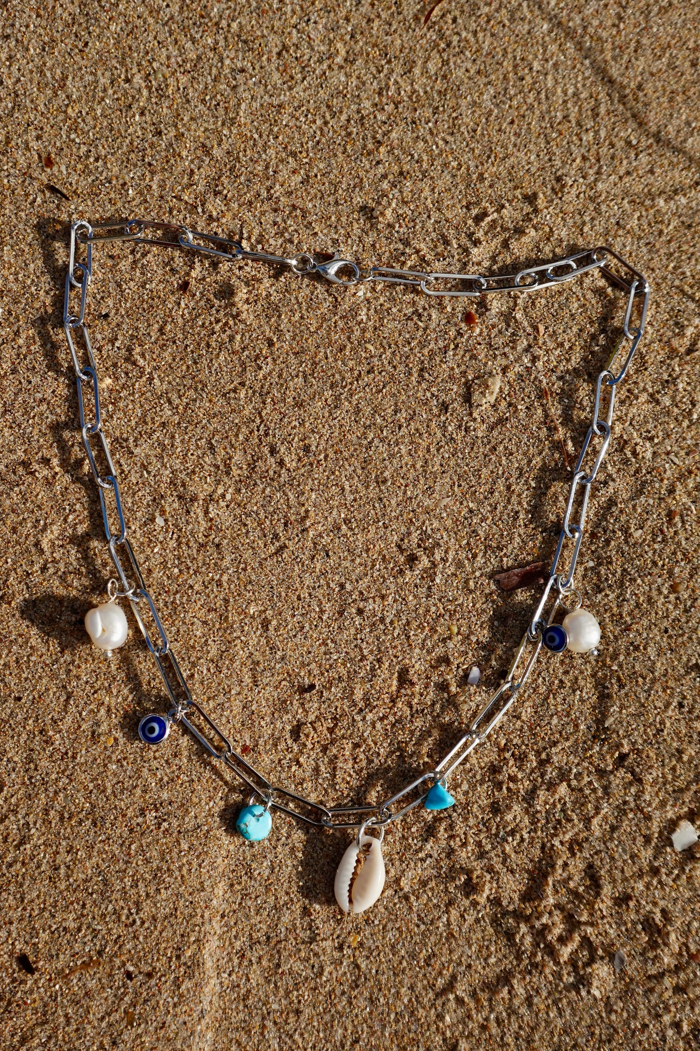 Silver charmed necklace