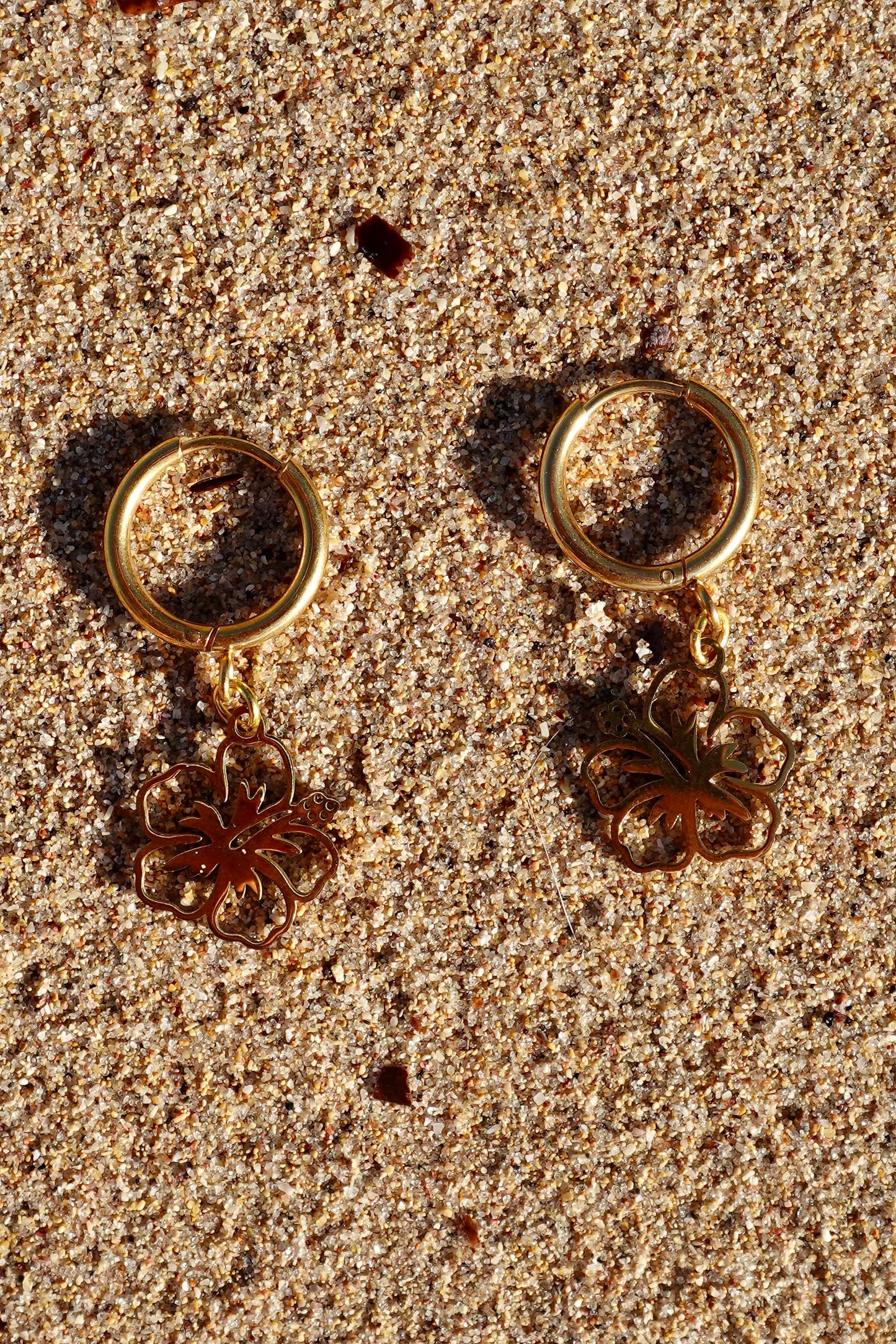 Golden hibiscus earrings