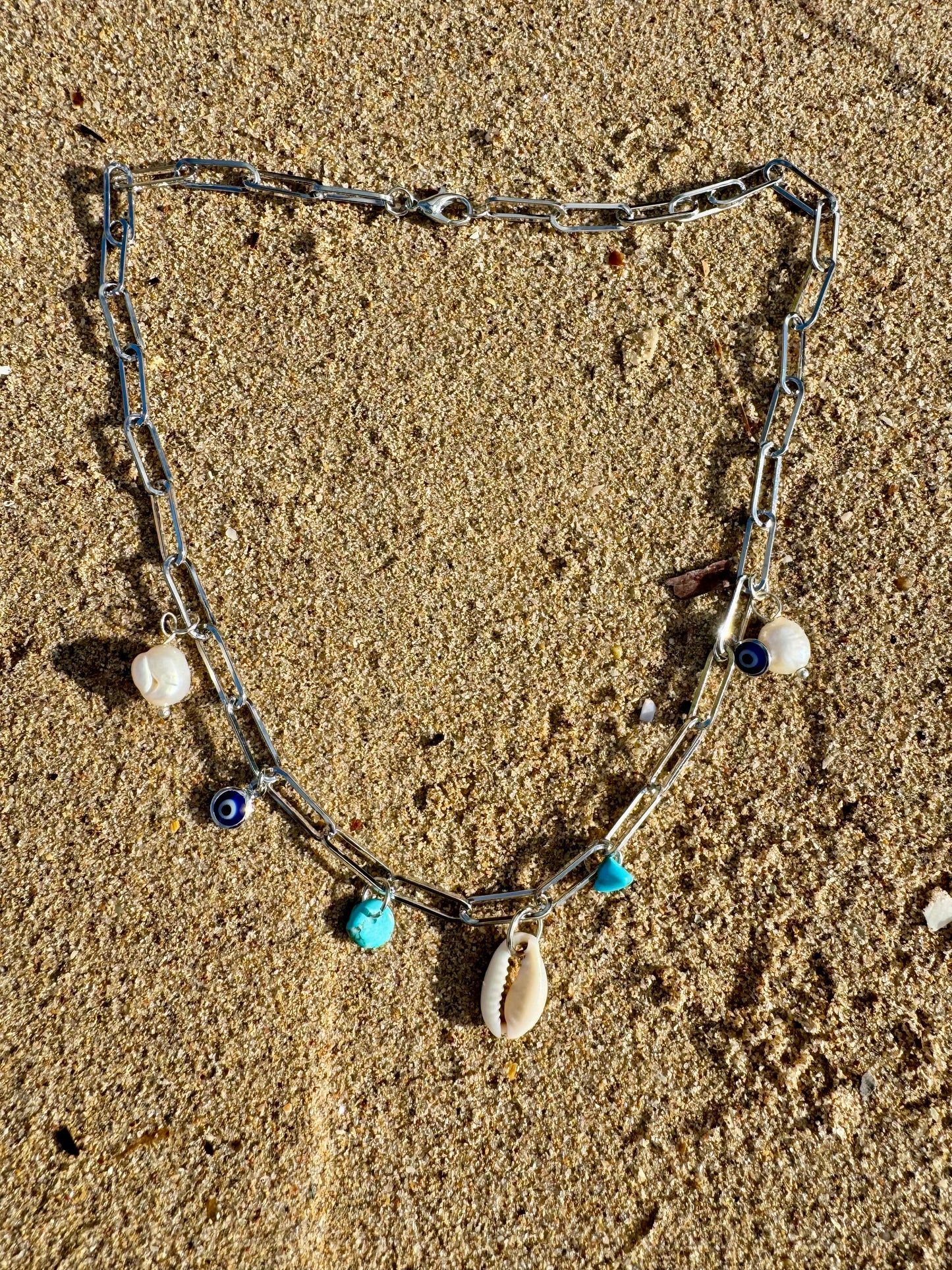 Silver charmed necklace