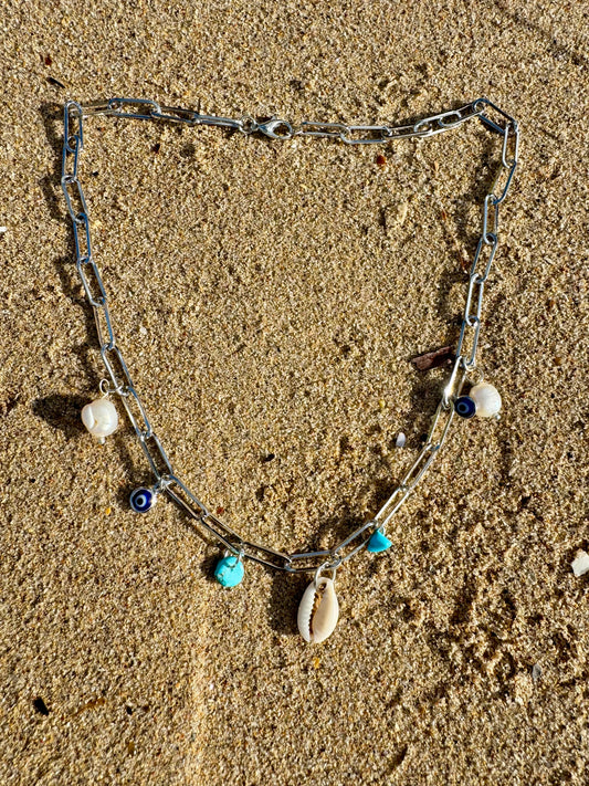 Silver charmed necklace